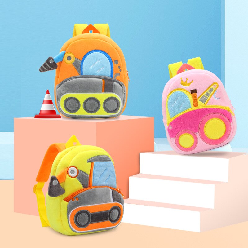 3D Construction Themed kids/ pre-school/ kindergarten backpack (excavator)12 styles to choose from