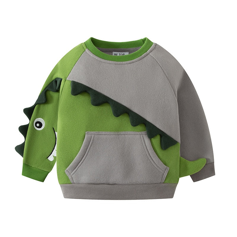3D Dinosaur Boys Long Sleeve  Velvet Sweatshirts (2x Colors to choose from) (Sizes 2Y-9Y)