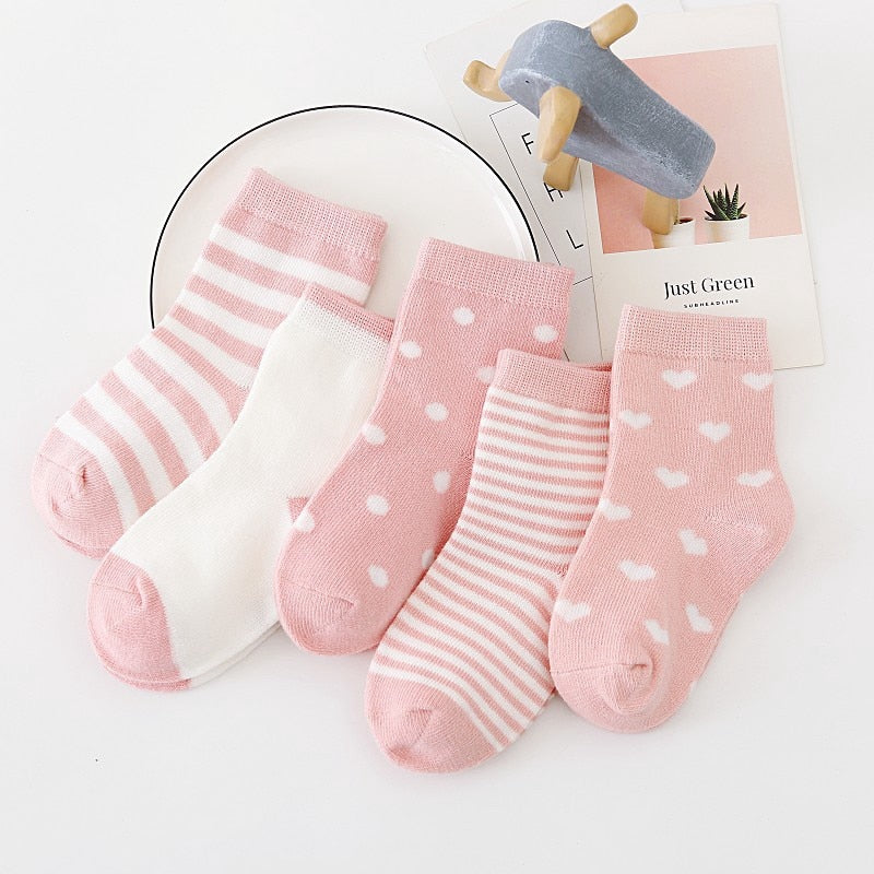 5xPairs Baby/toddler/Scholar Socks Size 0-1-3-7Y