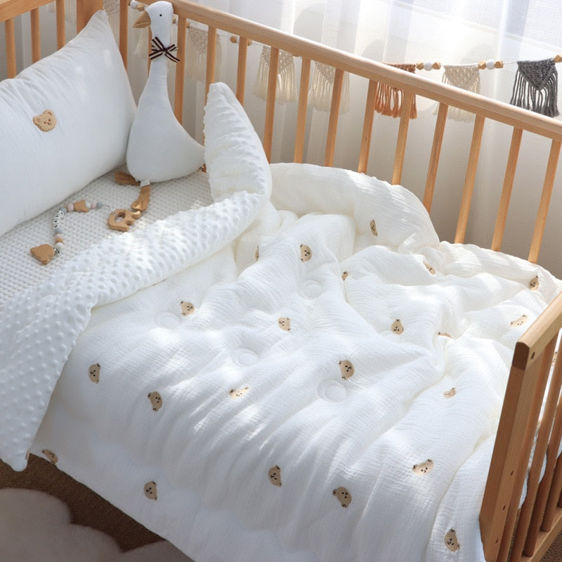 Baby Crib Thick Filled White Comforter (2xstyles) (2xThickness) (3xSizes)
