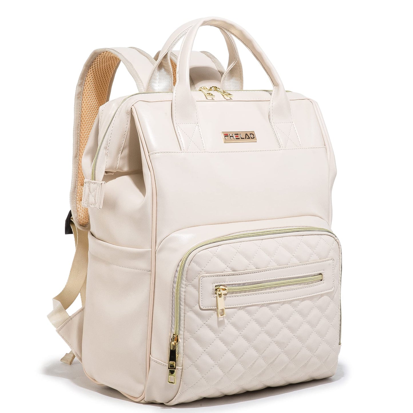 The Everyday Mum White Waterproof Sectional Diaper Backpack-PU Leather