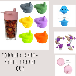 Toddler Anti-Spill Silicone sippy cup /Glass Lid -Traveling Toddler cup-23x styles & colors to choose from