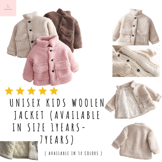 Unisex Kids Woolen Jacket (Available in Size 1years-7years)(3x colors to choose from)