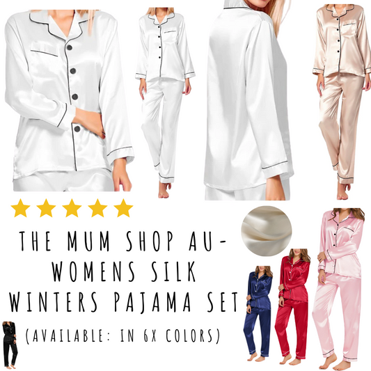 The Mum Shop AU-Women's Silk Winters Pajama Set(5+ Colors ) Sizes:S-XXL