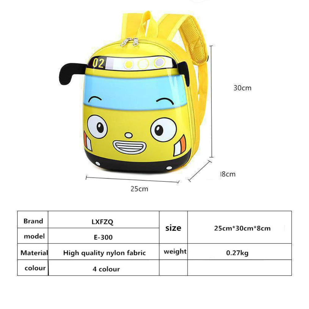 3D Kids-  Turtle shell Hard cover BUS School Backpack