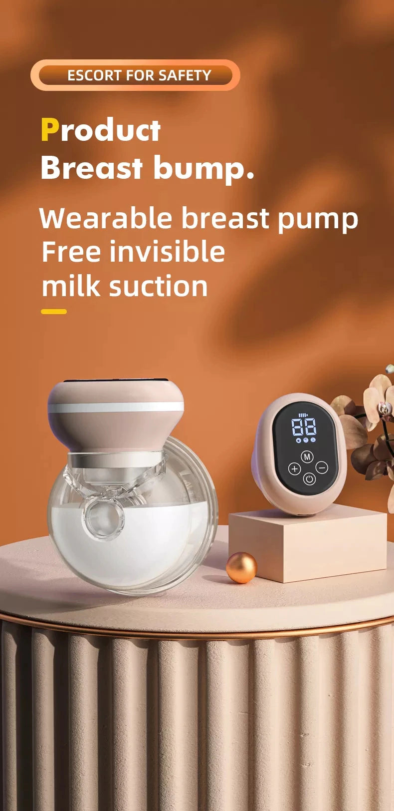 2PCS Electric Breast Pump, Inside Bra, Pump Everywhere,  -Has Touch Panel and LED Display Screen, Hands-Free Portable Milk Extractor &  BPA-free Milk Collector