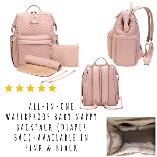 All in one Waterproof Baby Nappy Backpack (Diaper Bag)