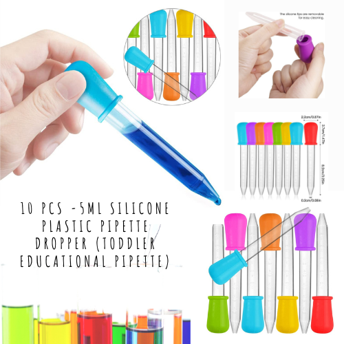 10 PCS -5ml Silicone Plastic Pipette Dropper (Toddler educational Pipette)