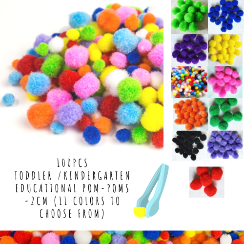 100PCS Toddler /Kindergarten Educational POM-POMS -2cm