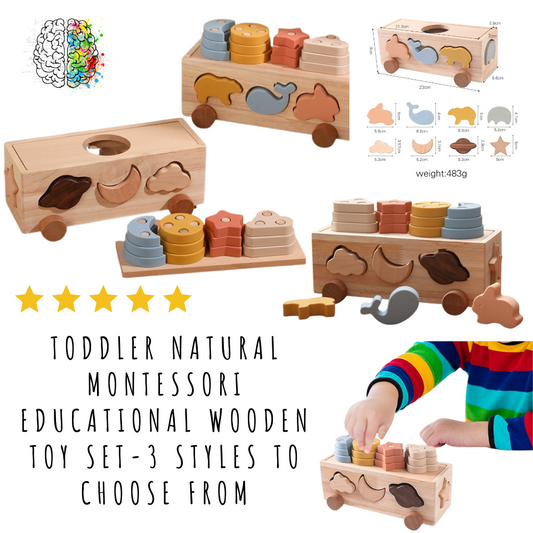 Toddler Natural Montessori Educational Wooden Toy Set-3 styles to choose  from